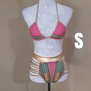 Sexy pink & gold bikini in size small